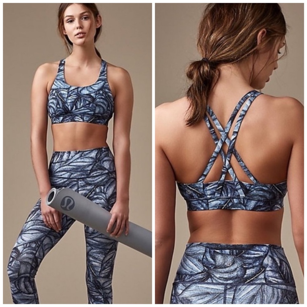 Lululemon Energy Bra (Nulux) Mini Concrete Jungle Alpine White Multi